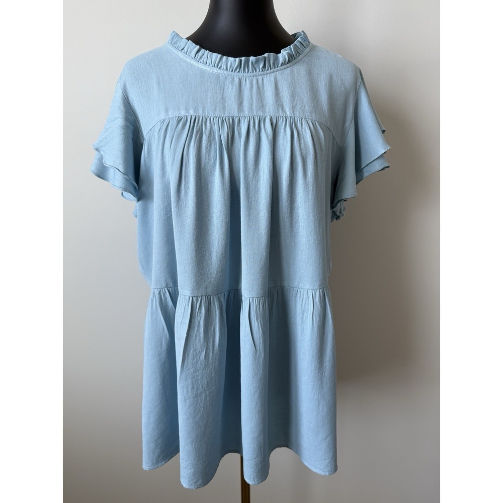 Andree by Unit Women's 1X Tiered Top Ruffle Sleeve Feminine Flowy Boho NWOT New